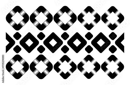 Black and White Geometric Pattern with Diamond Shapes and Serrated Edges