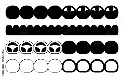 Collection of Abstract Geometric and Iconic Shapes in Black and White