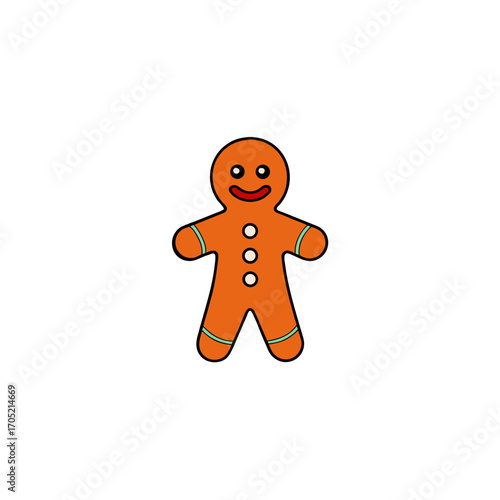 Cute gingerbread man cookie isolated on transparent background