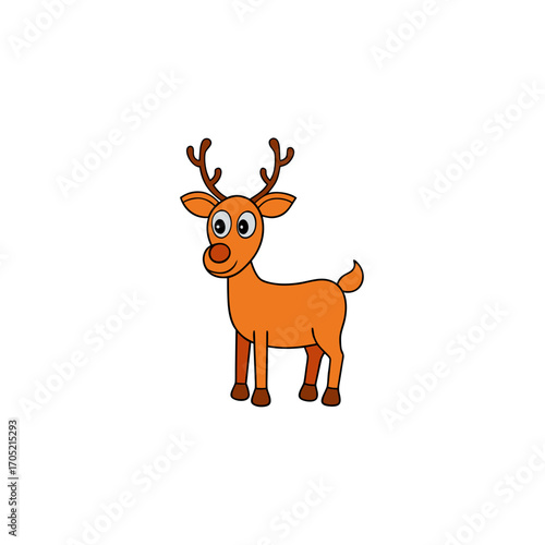 Cute cartoon reindeer standing isolated on transparent background