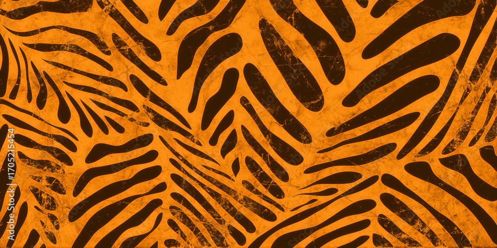 Fototapeta premium tiger skin texture, tropical wood forest, zoo safari camping background, wild life animal style, vacation holiday adventure banner, 3D paint