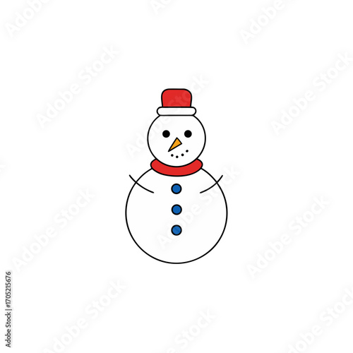 Cute snowman with red hat and scarf isolated on transparent background
