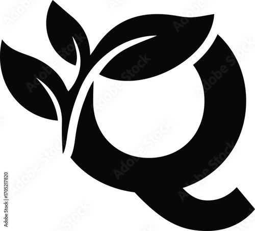 q letter with leaf icon