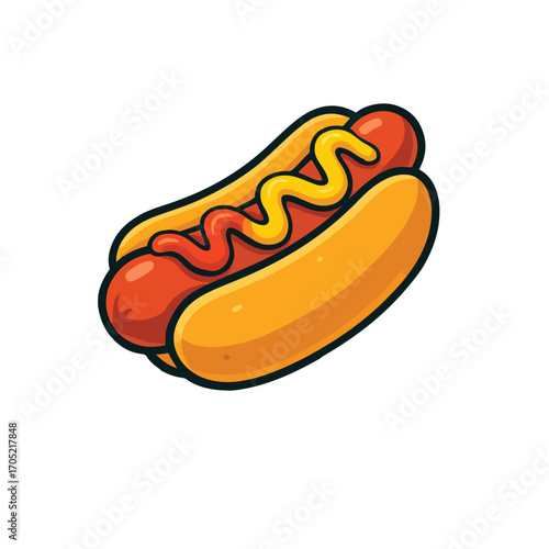 hot dog with mustard and ketchup