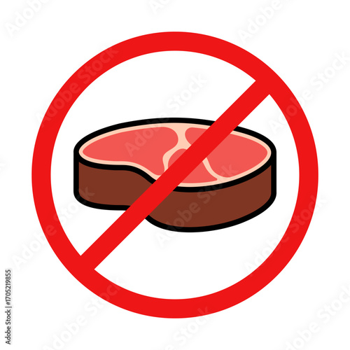 No Meat Sign on White Background