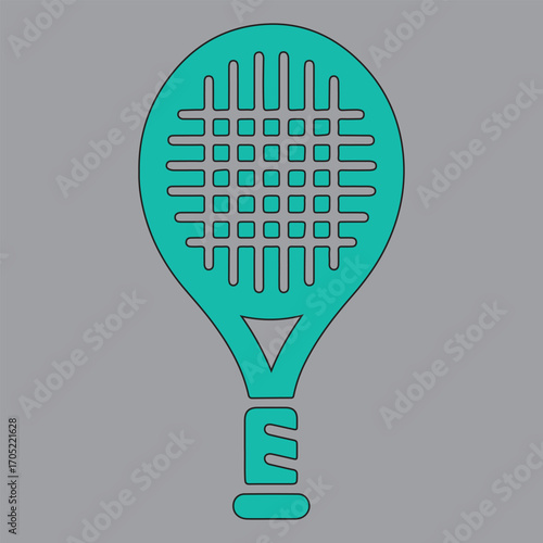 A single red tennis racket with strings and grip isolated on white background