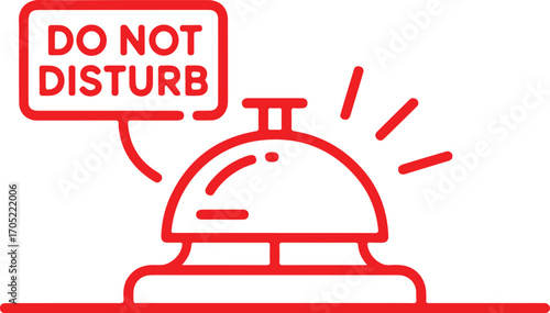 Red do not disturb hotel service bell icon reception