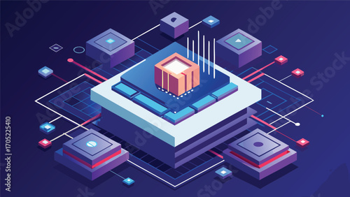 Digital art representation of computer processing in a futuristic design with vibrant colors