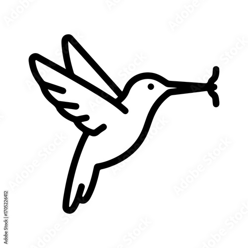Hummingbird feeding with transparent background
