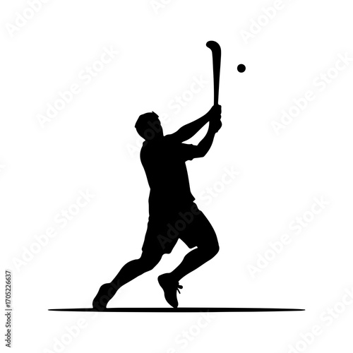 Hurling player silhouette with transparent background