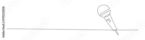 Microphone on Stage - Continuous Line Art