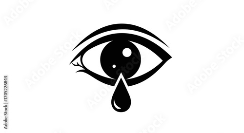 Expressive teardrop eye illustration conveying sorrow emotions and vulnerability