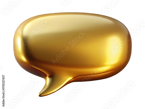 Shiny golden speech bubble isolated on white background