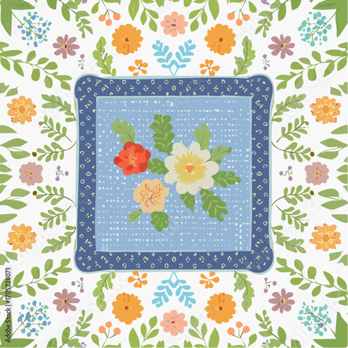 Cottage core linene tablecloth ornament. Seamless pattern for invitation, poster, placard backgrounds.