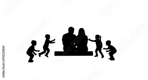 Silhouette family portrait illustrating the essence of parenthood and childhood joy