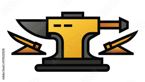 Blacksmithing emblem featuring an anvil and forge tools for craftsmanship and creation