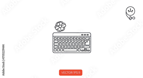 Stylized keyboard with gift and alarm clock illustration represents deadlines and holiday shopping