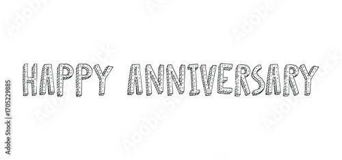isolated handwritten of happy anniversary with black color, Happy Anniversary calligraphic lettering design celebrate card template.