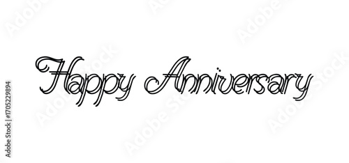 isolated handwritten of happy anniversary with black color, Happy Anniversary calligraphic lettering design celebrate card template.