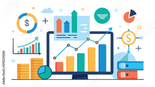 Visual representation of financial data analysis with graphs and charts for budgeting and forecasting