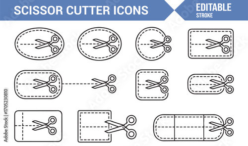 Vector scissor cutout icons set for price tags, offers, and marketing discount labels