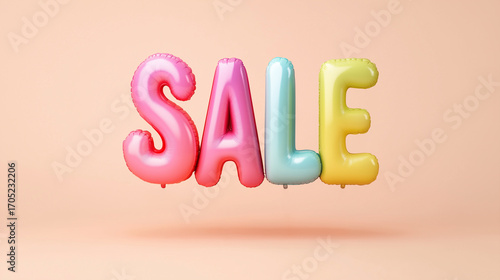 Colorful balloon letters spelling SALE, ideal for promotional materials and marketing campaigns