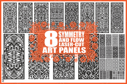 Geometric & Floral Wall Panel Vector Bundle