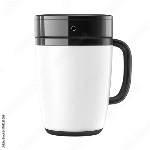 Modern white and black smart mug with handle