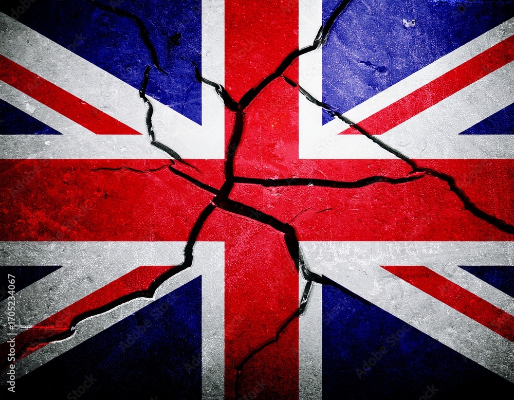 Fototapeta premium uk flag cracked floor