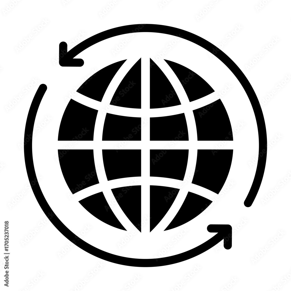 Fototapeta premium Globe and Rotating Arrows icon