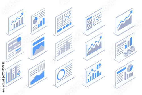 Analytics, data visualization linear icon set. charts, graphs, dashboard icons collection