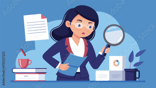 Detective at work analyzing documents and data in a modern office environment during daytime