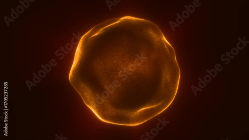 Soft glowing orange sphere with a smooth surface and dim inner illumination in dark space