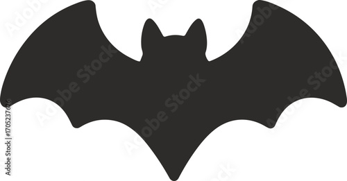 Flat Simple Silhouette Flying Bat Creature Graphic Element Illustration