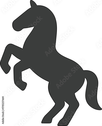 Simple Solid Silhouette Rearing Horse Equestrian Art Illustration