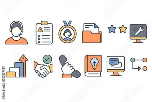Business management icon set. flat style for efficient strategy and planning