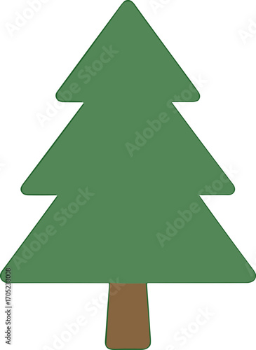 Simple Flat Style Evergreen Pine Tree Minimalist Icon Graphic Element