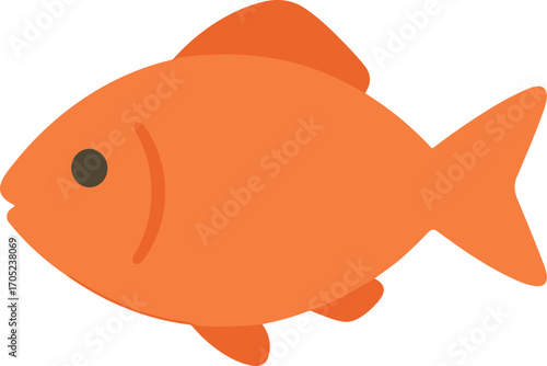 Simple Flat Design Goldfish Pet in Orange Color Illustration