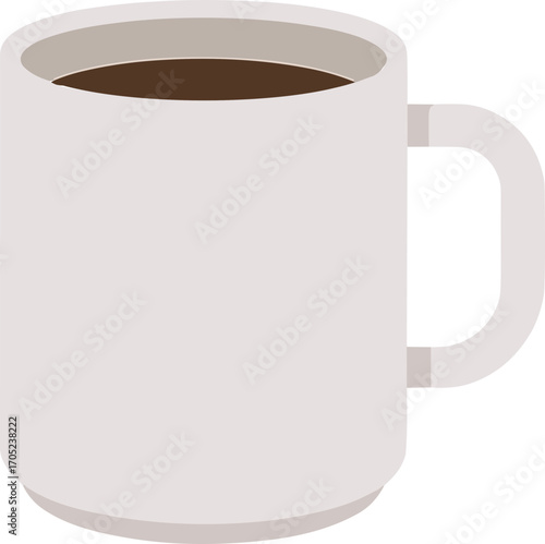 Simple Flat Style Coffee Mug With Hot Dark Drink Beverage