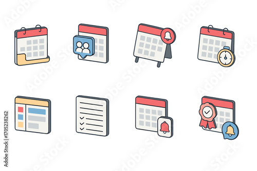 Calendar, reminder 3d icon set. organize schedules, manage tasks in style