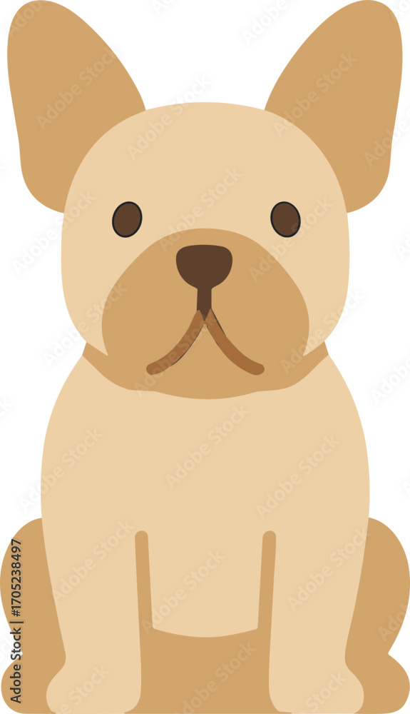 Obraz premium Cute Flat Design French Bulldog Sitting Cartoon Illustration Pet Animal