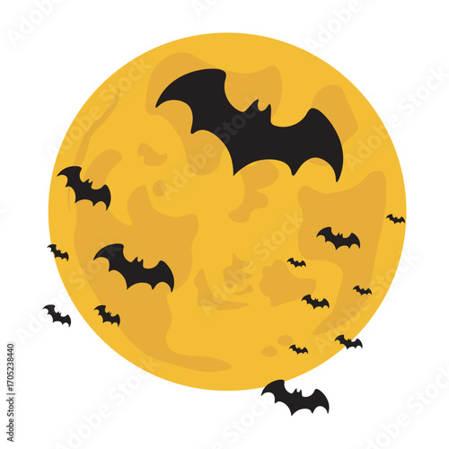 Halloween Bats and Moon