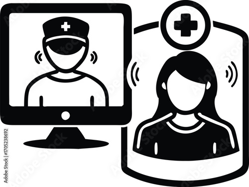 Doctor patient video call consultation vector