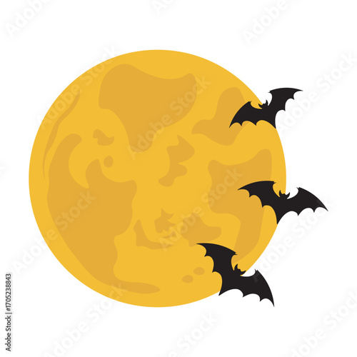 Halloween Bats and Moon