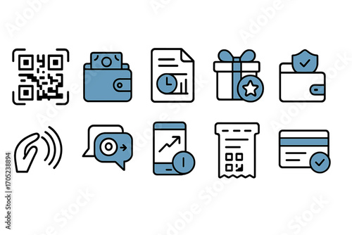 Finance, payment outline icon set. banking, wallet, currency icons outline collection