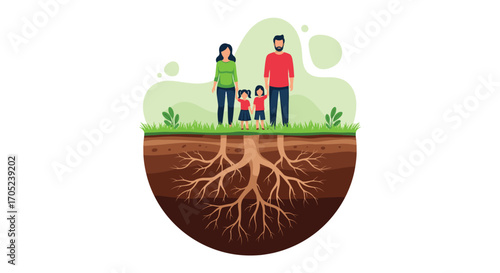Family Roots And Grounded Connection Illustration.