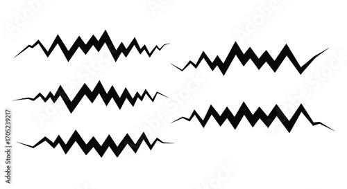 Abstract black silhouette of jagged sound waves and audio signals