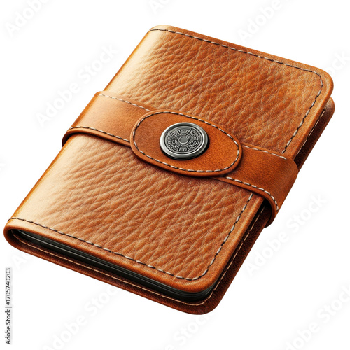 Stylish tan leather wallet with a decorative clasp