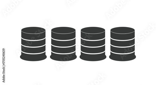 Four stacked industrial barrels in a simple silhouette