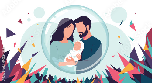 Family Protection Bubble Protecting New Baby and Parents.